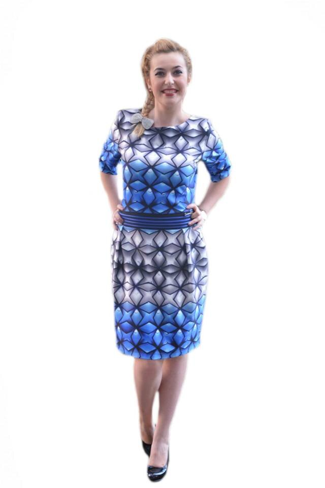 Rochie moderna, tinereasca, maneci scurte si decolteu rotund,D&J Exclusive, Albastru