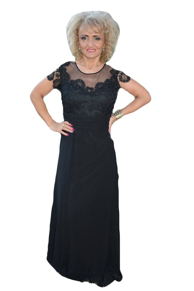 Rochie de gala cu maneca scurta, decolteu mic,D&J Exclusive, Negru