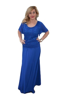 Rochie lunga de gala decorata cu margele,masura mare,D&J Exclusive, Albastru