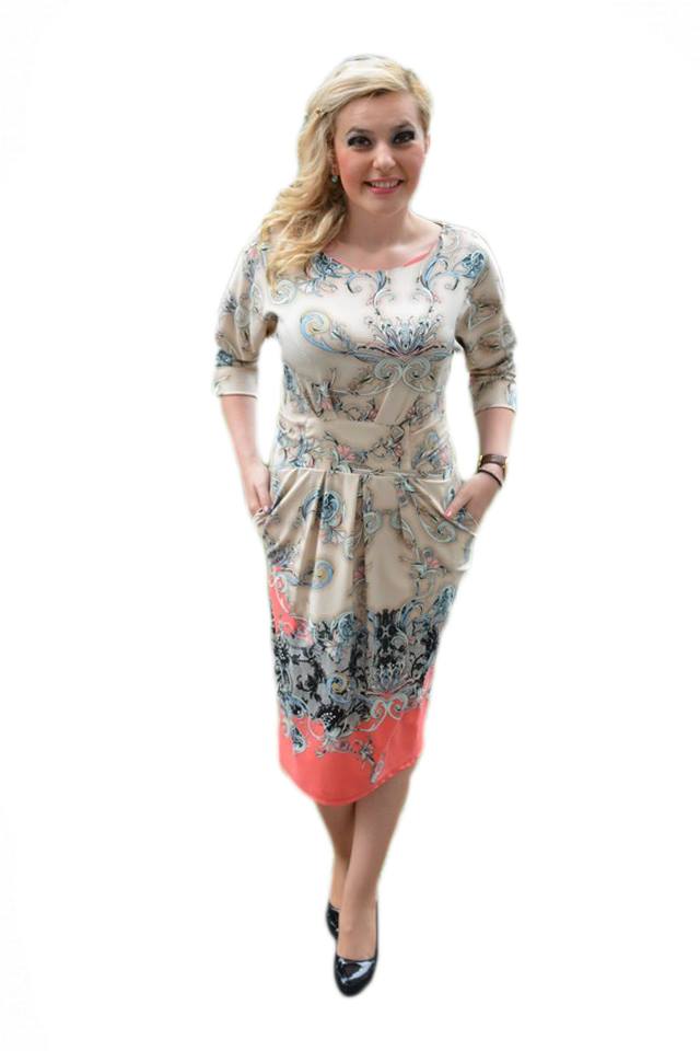 Rochie office,D&J Exclusive, Bej/Corai