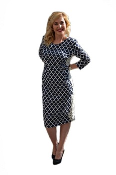 Rochie feminina cu inserti de dantela,D&J Exclusive, Bleumarin/Alb Rochie feminina cu inserti de dantela,D&J Exclusive, Bleumarin/Alb