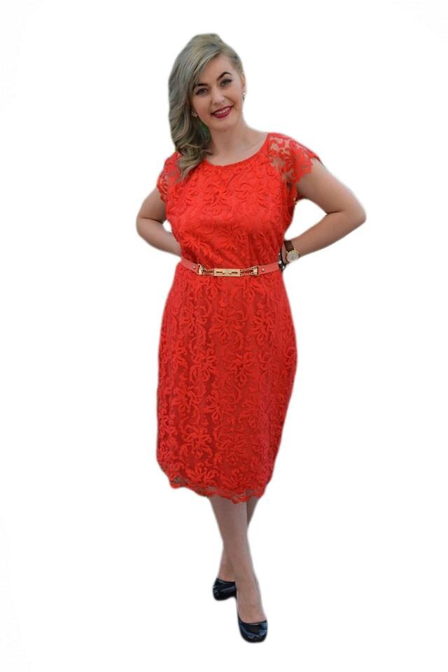 Rochie eleganta cu maneca scurta,D&J Exclusive,Corai, Corai