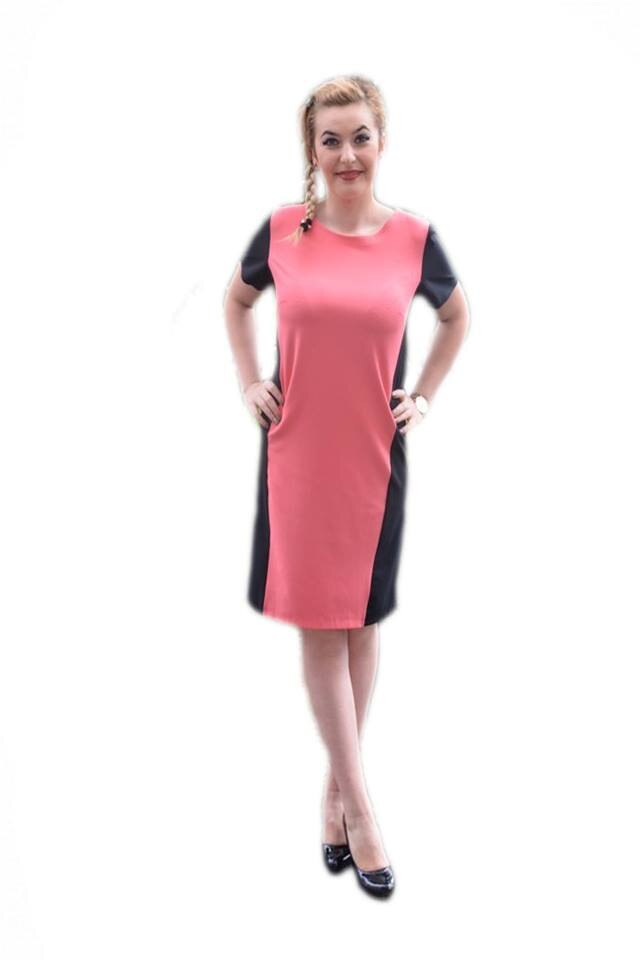 Rochie casual,D&J Exclusive,Negru-Roz