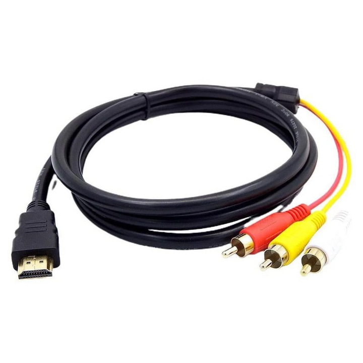 YANYXR fekete HDMI-ről 3 RCA kábel 1.5m