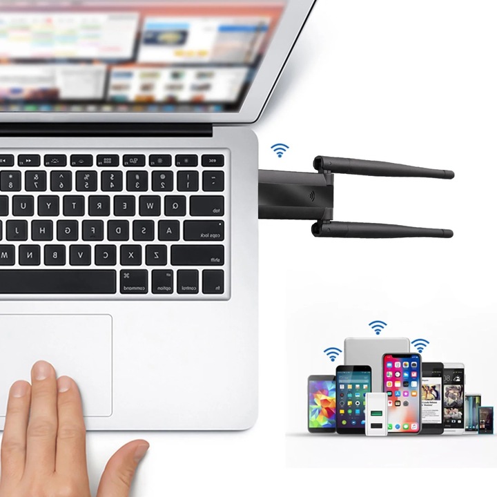 YANYXR WiFi bővítő 300Mbps 2.4G kettős antenna USB 16.5x8.5x1.8cm