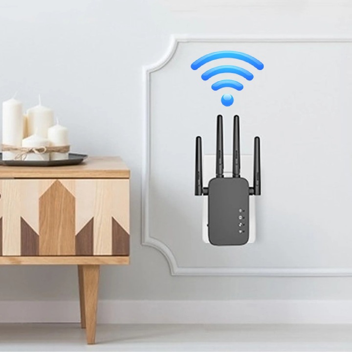 YANYXR WiFi bővítő 300Mbps 4 külső antennával fehér 16x8x7.8cm