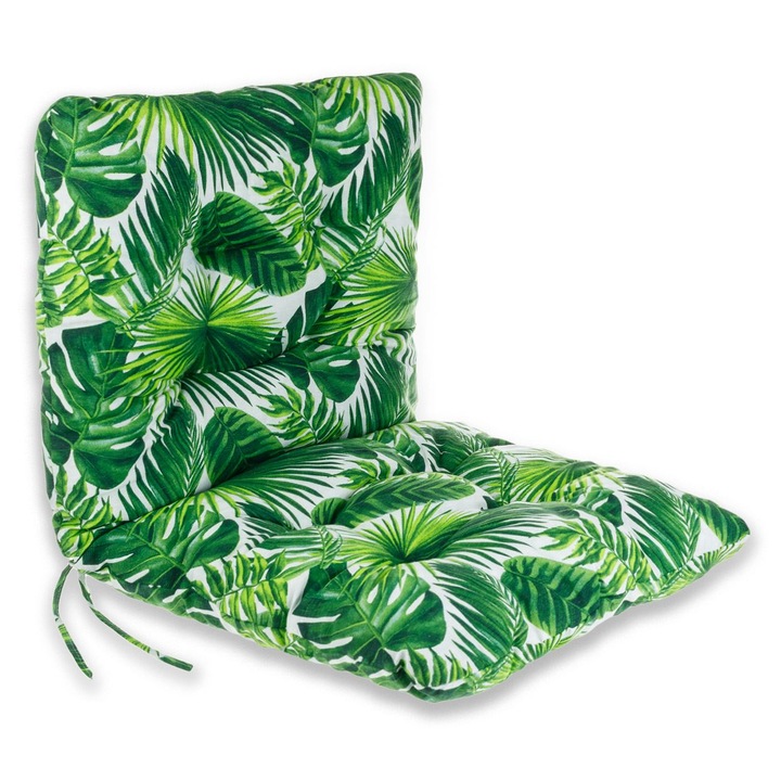 Párna Székre, Trópusi Levél Mintás, 100x50cm, Fehér Zöld, MYONNA IT & E- COMMERCE ®