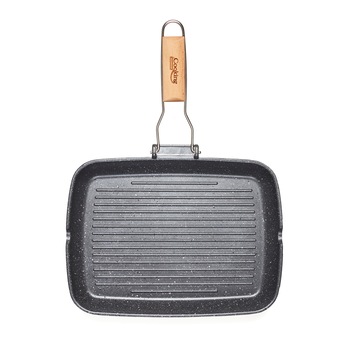 Tigaie grill Cooking by Heinner, cu maner detasabil, aluminiu, 35X25X4.5 cm Tigaie grill Cooking by Heinner, cu maner detasabil, aluminiu, 35X25X4.5 cm