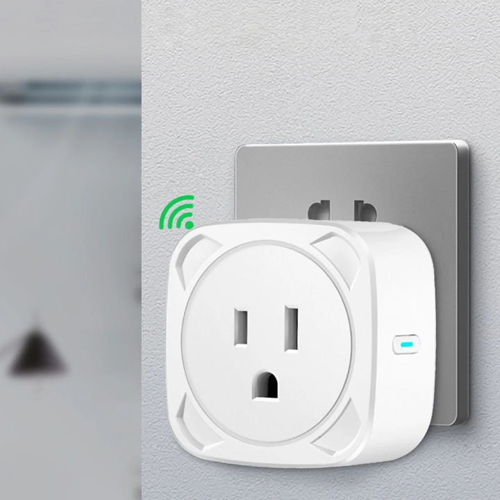 Priza inteligenta WiFi, control de la distanta, temporizator, alb, 5.3x5.3cm