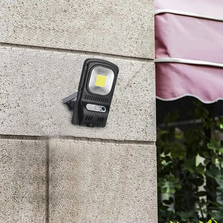 Lumina de exterior YANYXR, 30 LED-uri COB, senzor miscare, negru, 18.3x10x3.9cm
