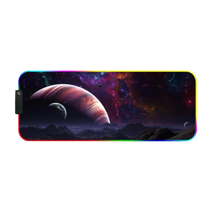 Mousepad gaming YANYXR multicolor 80x30x0.3cm cu iluminare LED 12 moduri