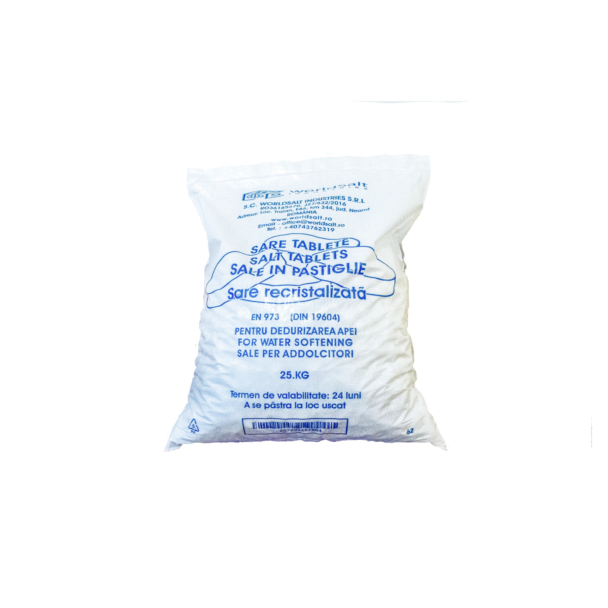 Tablete pentru dedurizarea apei din sare recristalizata Azzurro, 25 kg