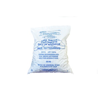 Tablete pentru dedurizarea apei din sare recristalizata Azzurro, 25 kg Tablete pentru dedurizarea apei din sare recristalizata Azzurro, 25 kg