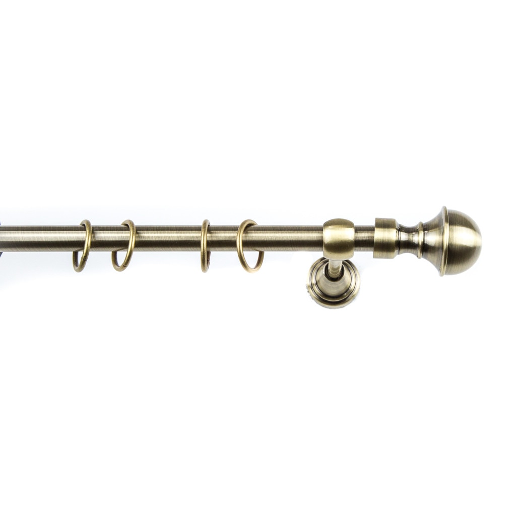 Galerie metalica 200 cm pentru perdele, simpla, model MOBIS, grosime 19 mm, culoare Auriu Antic, KIT COMPLET