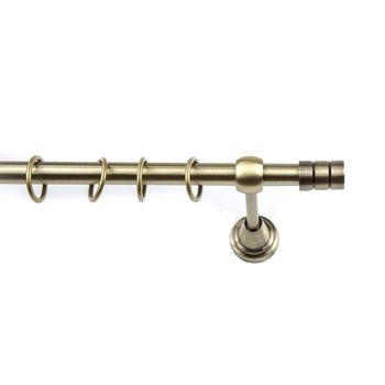 Galerie metalica 160 cm pentru perdele, simpla, model TUBE, grosime 19 mm, culoare Auriu Antic, KIT COMPLET Galerie metalica 160 cm pentru perdele, simpla, model TUBE, grosime 19 mm, culoare Auriu Antic, KIT COMPLET