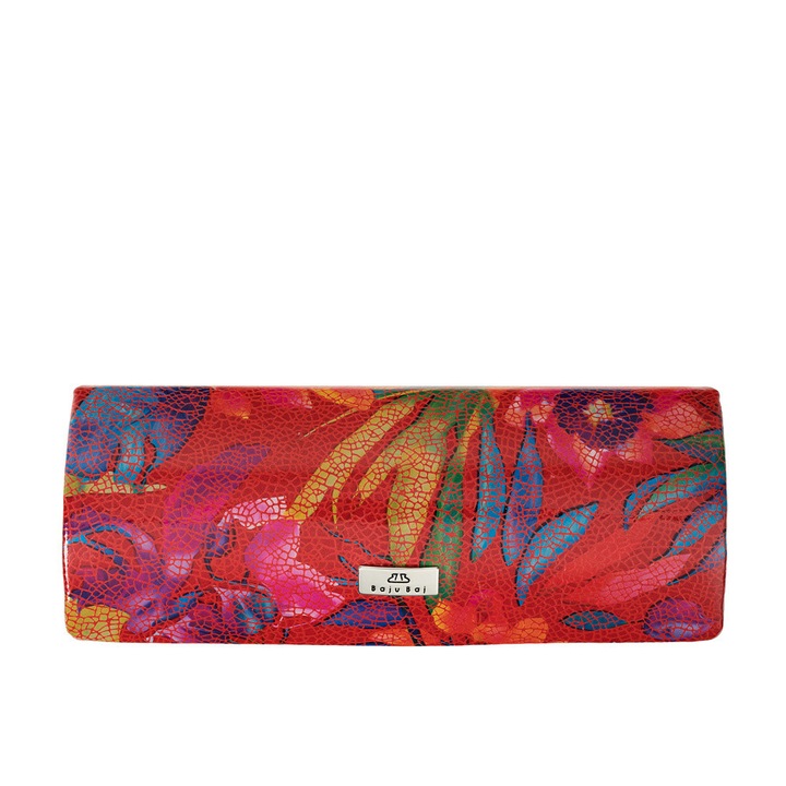 Etui pentru ochelari, BajuBaj, Piele naturala, Compact, Rosu