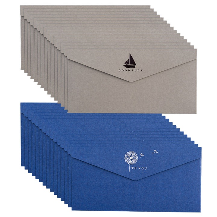 Set 30 plicuri, Gri/Albastru, 22x11cm