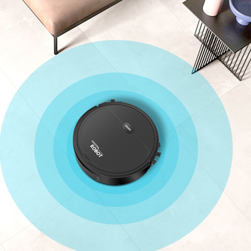 Aspirator robot 3 în 1, funcție de aspirare și mop, plastic, negru, pentru apartamente mici