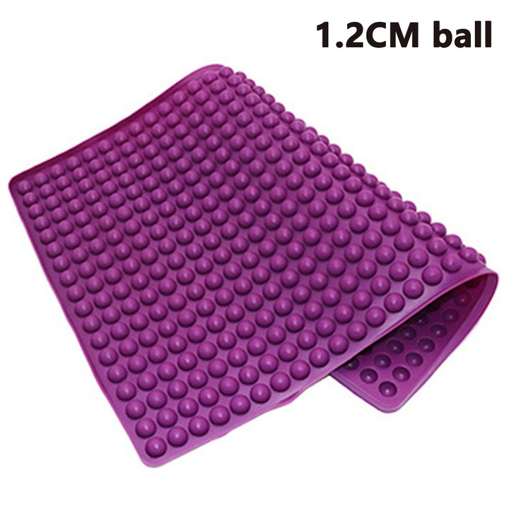 Tava de copt din silicon cu bilute 1.2 cm, covoras scurgere ulei, alimentara nano-silica, rezistenta la temperaturi -40℃–230℃, antiaderenta si flexibila, Mov