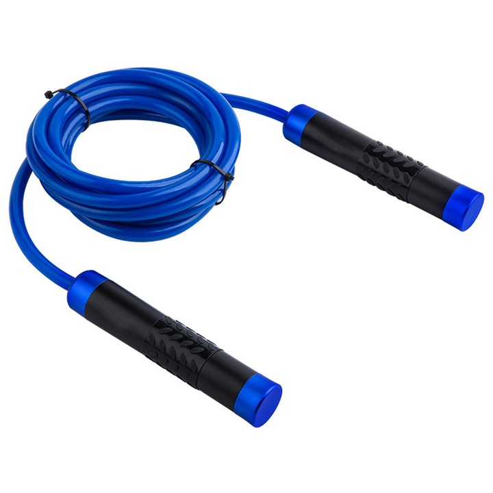 Coarda de sarit cu greutati, coarda de sarit grea cu coarda groasa din PVC reglabila, pentru antrenament CrossFit, box (albastru)
