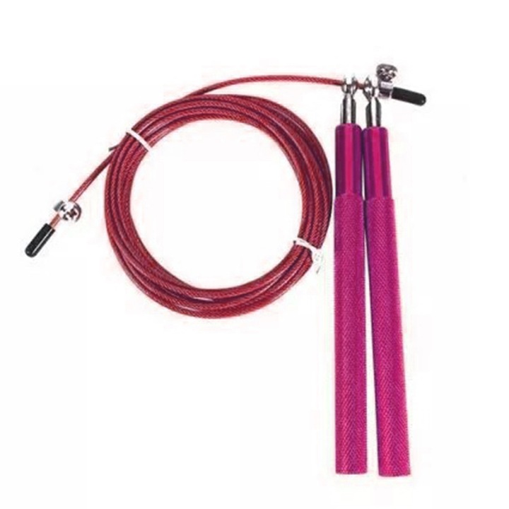Coarda de sarit din aliaj de aluminiu, coarda de sarit pentru competitie, coarda de sarit pentru fitness, coarda de sarit pentru sport (roz)
