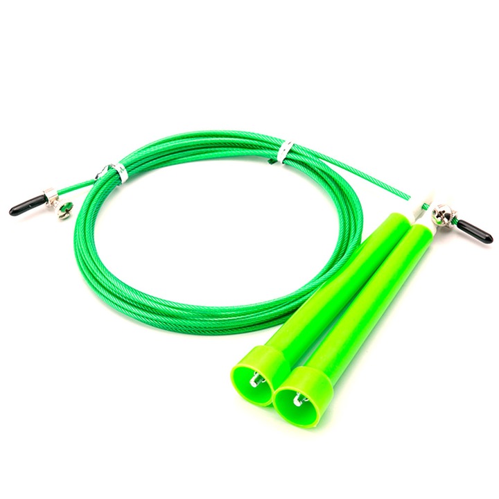 Coarda de sarit, antrenament cu coarda de sarit rapida, coarda de sarit reglabila pentru fitness cardio si exercitii (culoare verde)