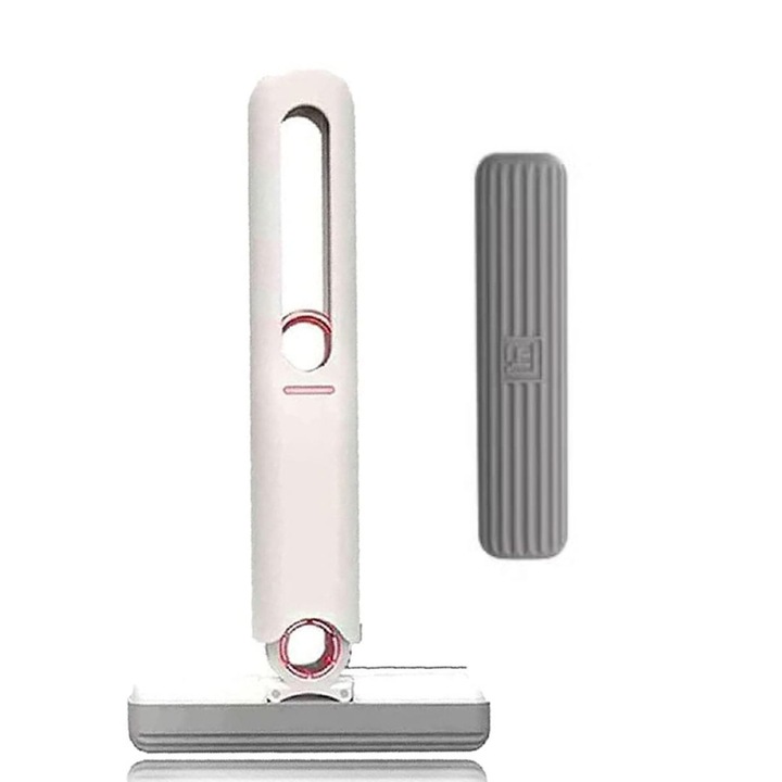 Mini felmosó, hordozható, mini önfacsaró felmosó, szivacsos felmosó, nedves és száraz, alkalmas nappaliba, hálószobába, irodába, fürdőszobába, fejek + 1 facsaró nyél