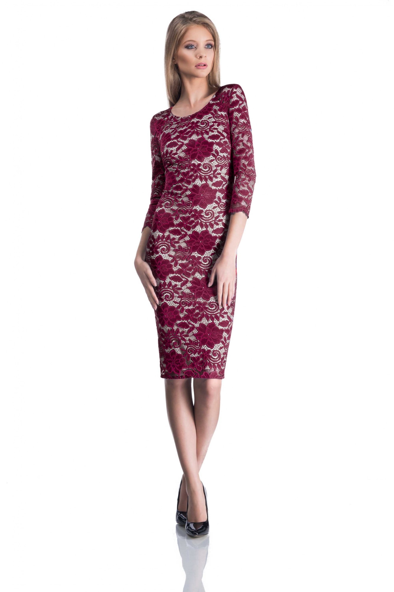 Rochie Dantela Bordo Natasa, Bordo