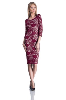Rochie Dantela Bordo Natasa, Bordo Rochie Dantela Bordo Natasa, Bordo