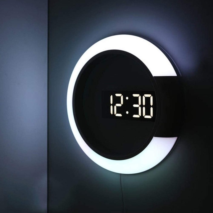 Ceas digital, ceas de perete modern cu telecomanda, decor pentru sufragerie
