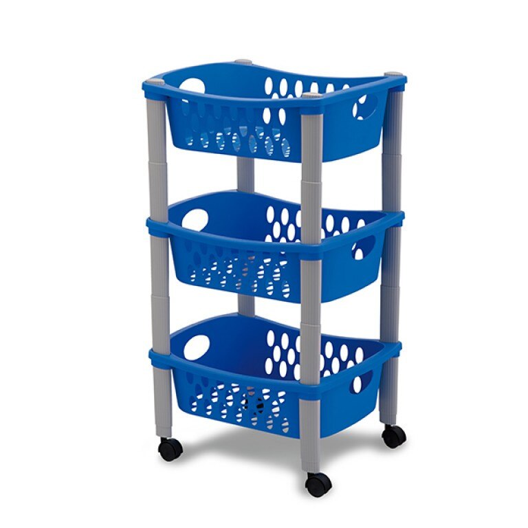 Organizator pantofi Otello, Plastic, 3 compartimente, Albastru