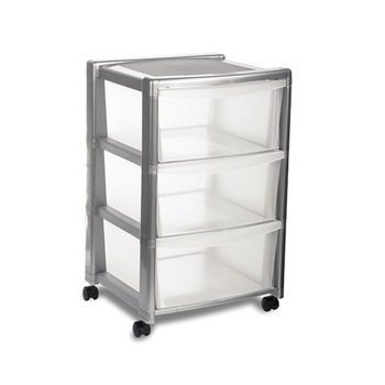 Dulap pentru depozitare cu roti Libera StefanPlast SPA, Plastic, 3 sertare, Argintiu/Transparent Dulap pentru depozitare cu roti Libera StefanPlast SPA, Plastic, 3 sertare, Argintiu/Transparent