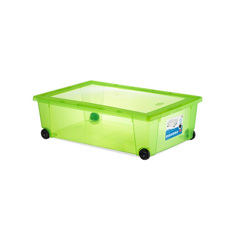 Cutie universala STEFANPLAST SPA, Cu rotite, 59x3918.5cm, 30l, Plastic,Verde/Transparent