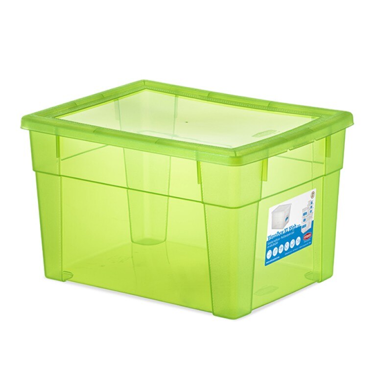 Cutie universala STEFANPLAST SPA, Visual Box XL, 40x30x24cm, 20l, Plastic, Verde/Transparent