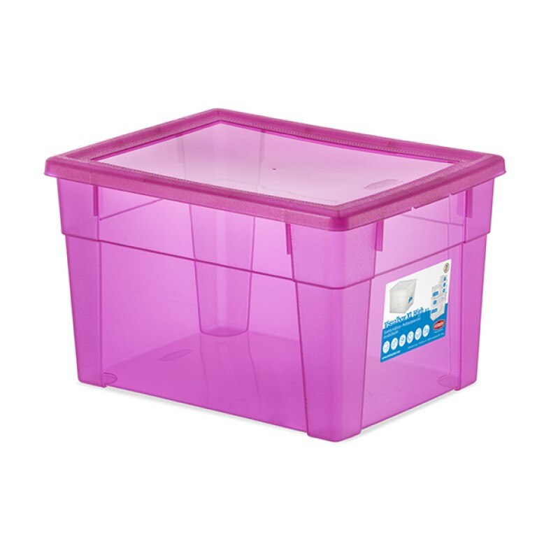 Cutie universala STEFANPLAST SPA, Visual Box XL, 40x30x24cm, 20l, Plastic, Roz/Transparent