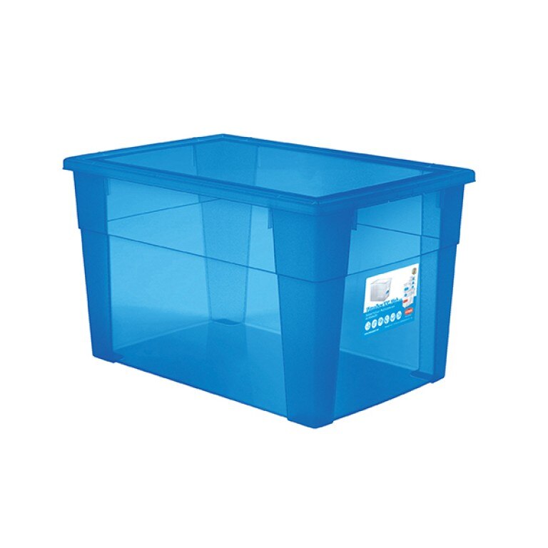 Cutie universala STEFANPLAST SPA, Visual Box XXL, 60x40x35cm, 62l, Plastic, Albastru/Transparent