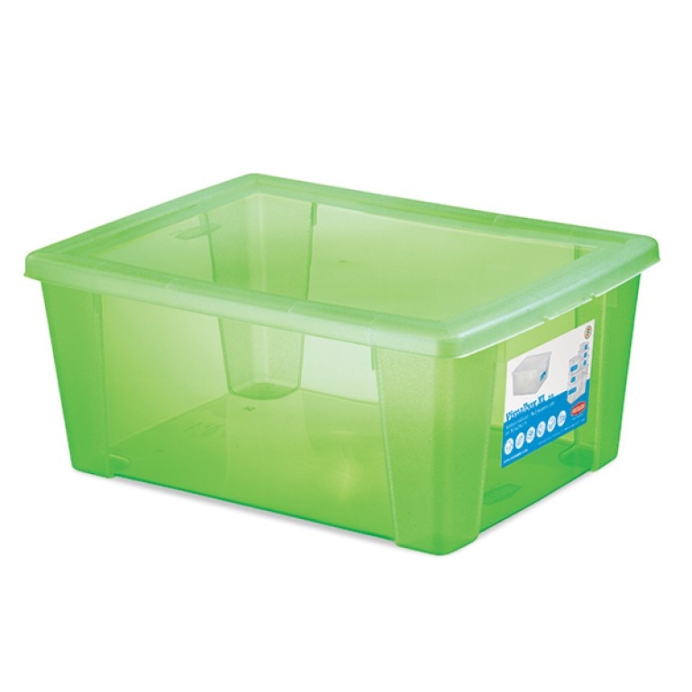 Cutie universala STEFANPLAST SPA, Visual Box XL, 39.5x29x17cm, 15l, Plastic, Verde/Transparent