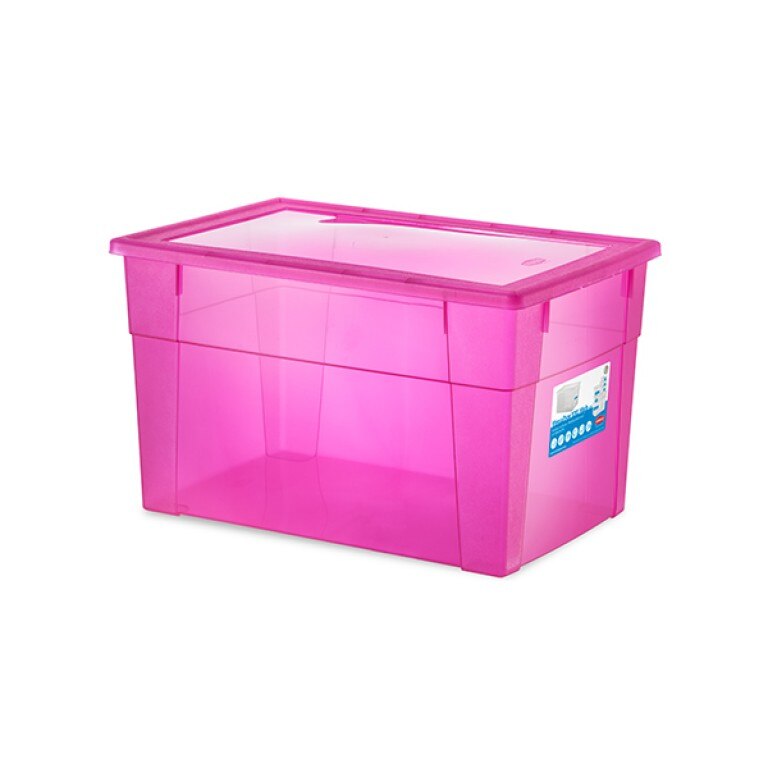 Cutie universala STEFANPLAST SPA, Visual Box XXL, 60x40x35cm, 62l, Plastic, Roz/Transparent