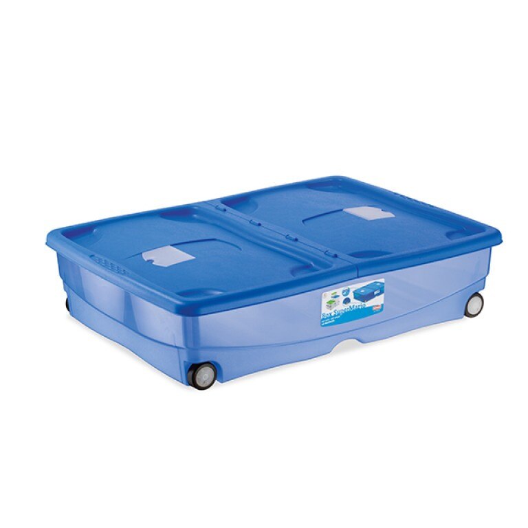 Cutie cu roti si capac STEFANPLAST SPA Supermario Trendy, Plastic, Albastru, 64 L