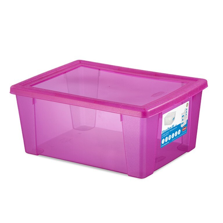 Cutie universala STEFANPLAST SPA, Visual Box XL, 39.5x29x17cm, 15l, Plastic, Roz/Transparent