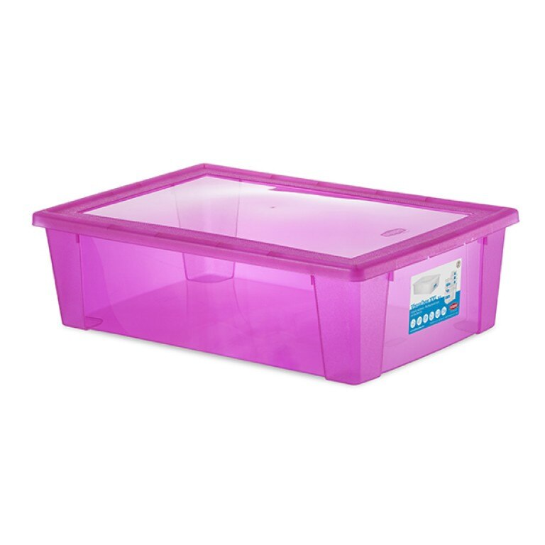 Cutie universala STEFANPLAST SPA, Visual Box XXL, 59x39x17cm, 30l, Plastic, Roz/Transparent
