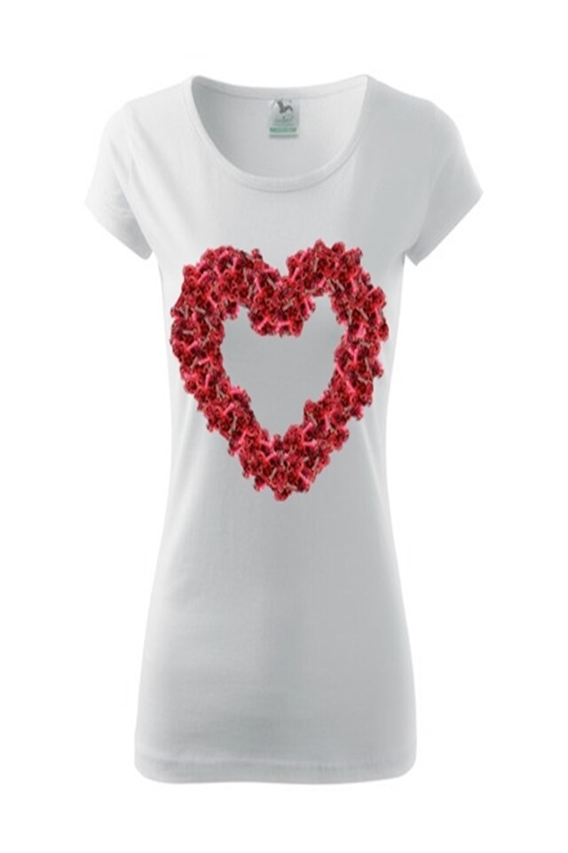 Tricou Dama Personalizat „Design Heart”, e-textilbrom. bumbac, marime S, culoare alb