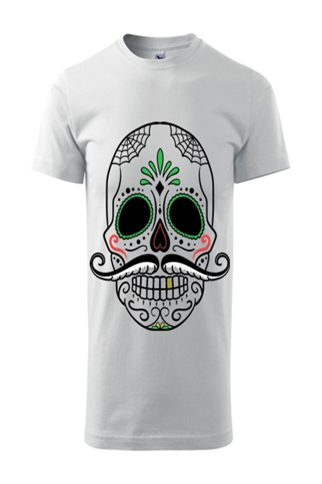 Tricou Barbati Personalizat „Skull”, e-textilbrom, bumbac, marime S, culoare alb
