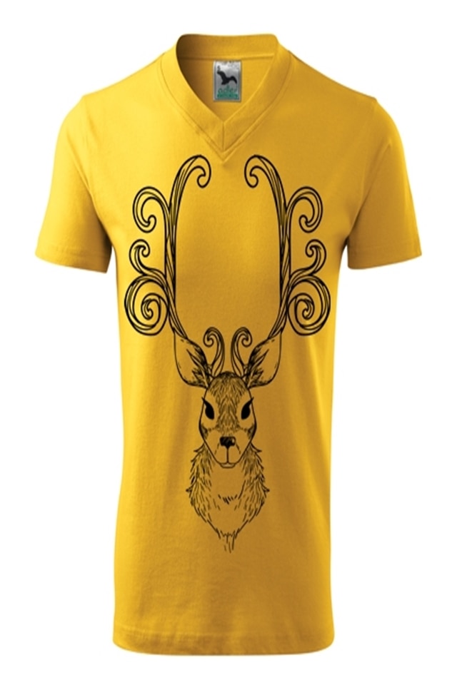 Tricou Barbati Personalizat „Cerb”, e-textilbrom, bumbac, marime S, culoare galben