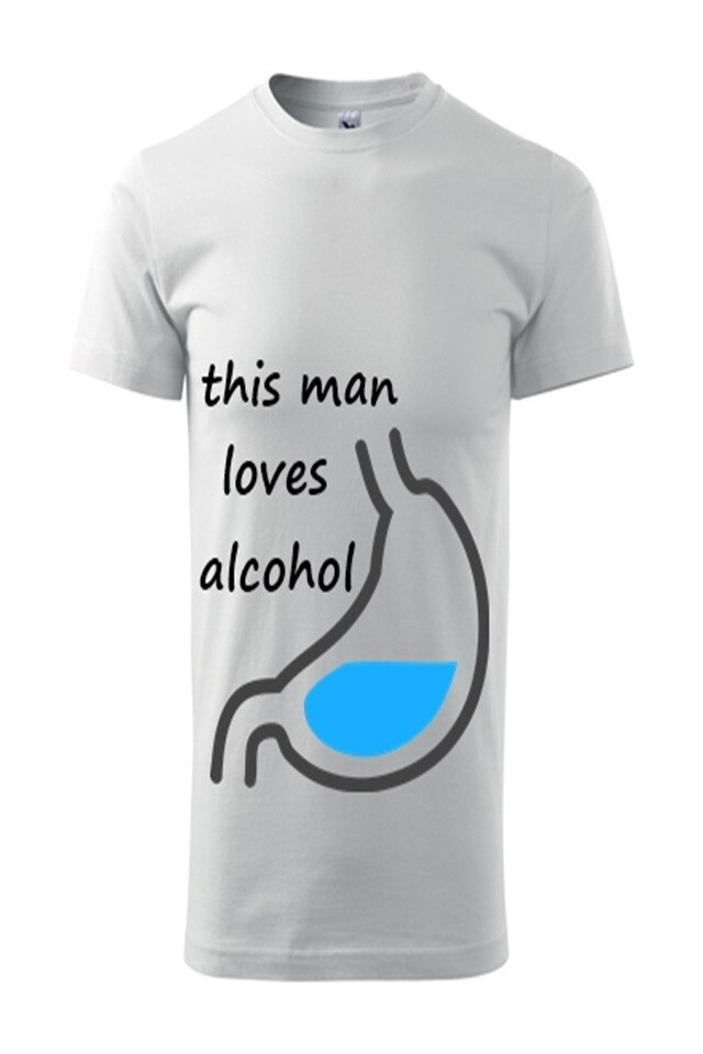 Tricou Barbati Personalizat „ALCOHOL”, e-textilbrom, bumbac, marime S, culoare alb