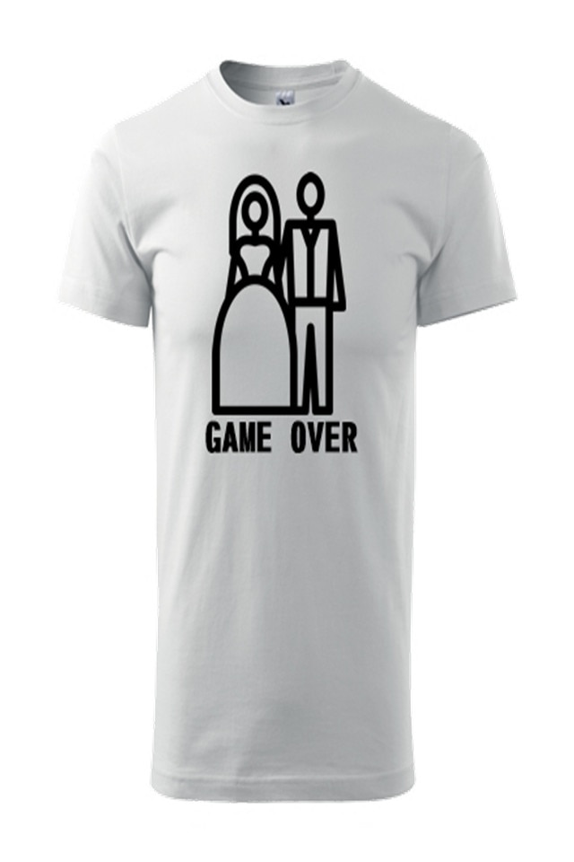 Tricou Barbati Personalizat „GAME OVER”, e-textilbrom, bumbac, marime S, culoare alb