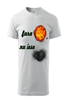 Tricou Barbati Personalizat „Fara foc, nu iese fum”, e-textilbrom, bumbac, marime M/L, culoare alb Tricou Barbati Personalizat „Fara foc, nu iese fum”, e-textilbrom, bumbac, marime M/L, culoare alb