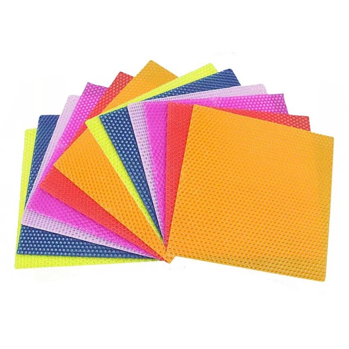 Set 12 foi ceara de albine colorate 20x20cm pentru lumanari DIY