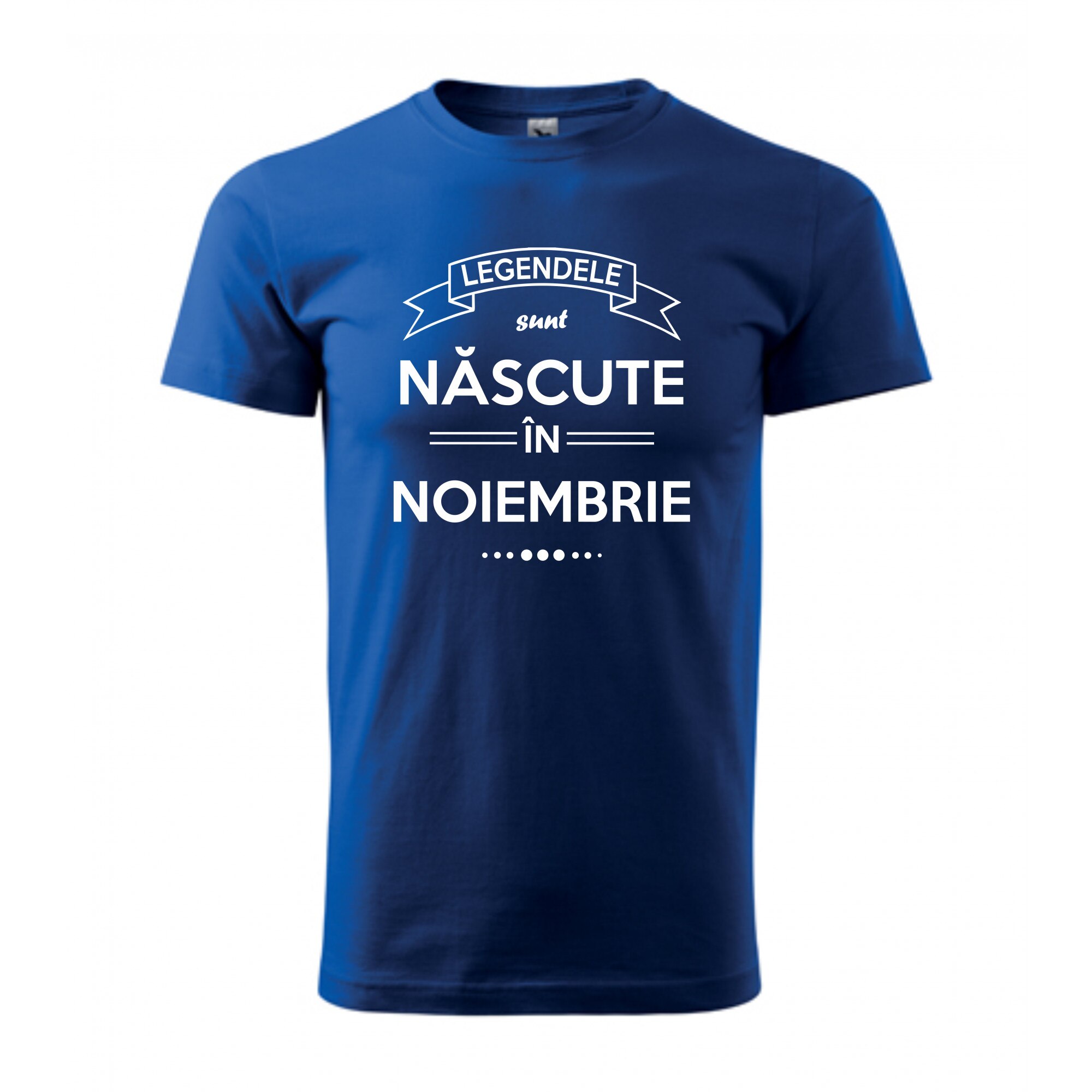 Tricou personalizat barbati albastru marime M Legendele sunt nascute in noiembrie
