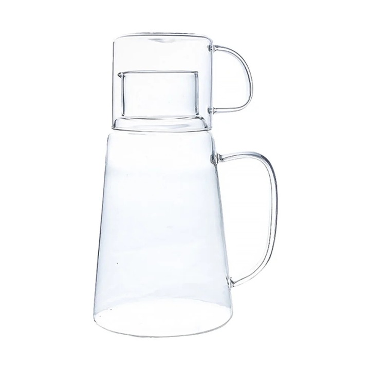 YANYXR kancsó és pohár szett, üveg, 1200ml kapacitás, hőálló, 21x15x11.5cm